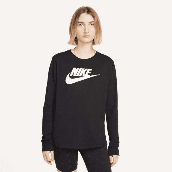 nike t-shirt a manica lunga con logo  sportswear essentials – donna - nero