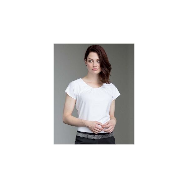henbury 100 maglietta ladies' pleat front cofrex/pufy s/s blouse neutro o personalizzato