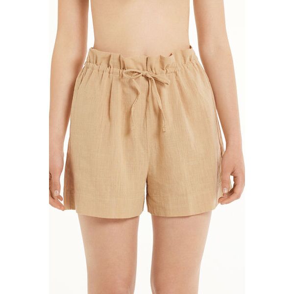 tezenis short in 100% cotone super leggero con coulisse donna naturale tamaño m