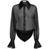 MUGLER Body In Tulle Di Seta Nero 34 - 36 - 38 - 40 - 42 - 44