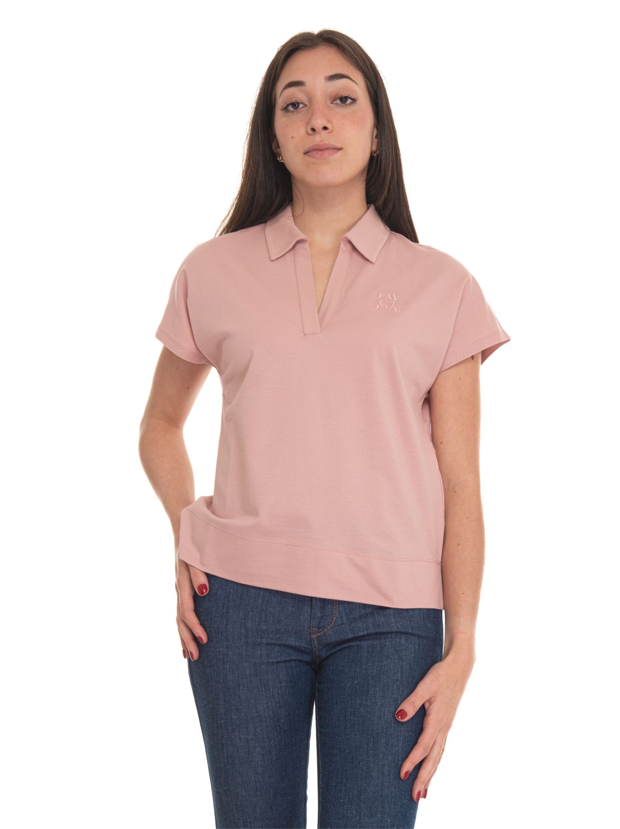 Fay Polo senza bottoni Cot Rosa Donna M