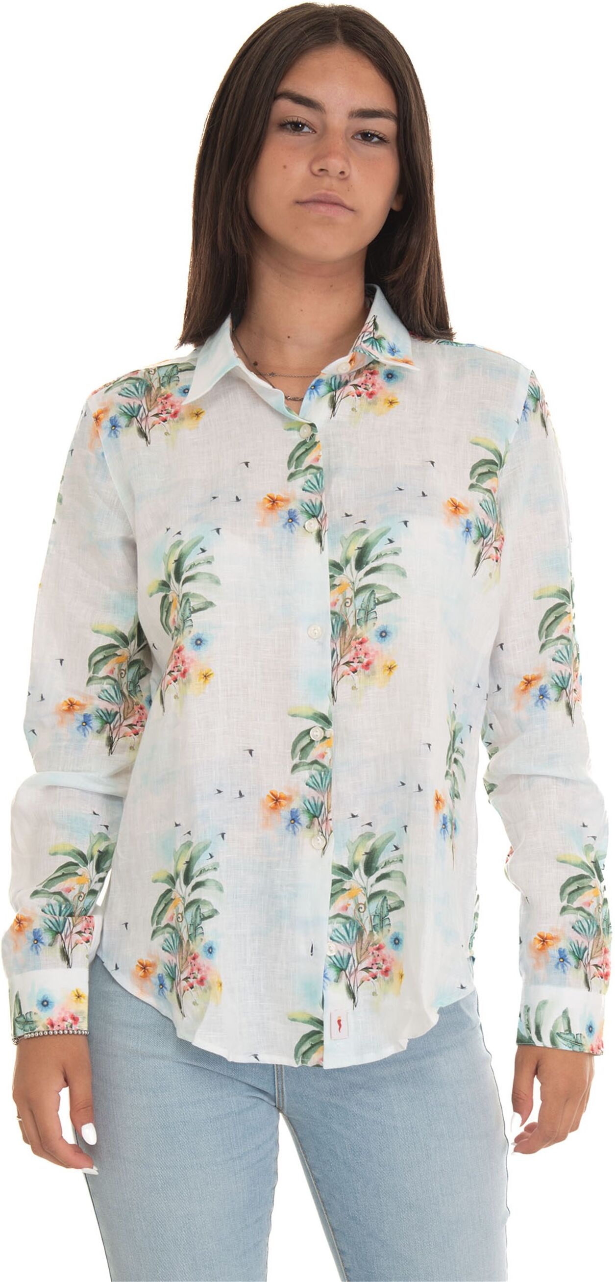 Vincenzo De Lauziers Camicia in lino Bianco-multicolor Donna XXL