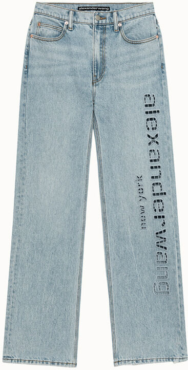 alexander wang jeans slouch logo cut out con ricamo