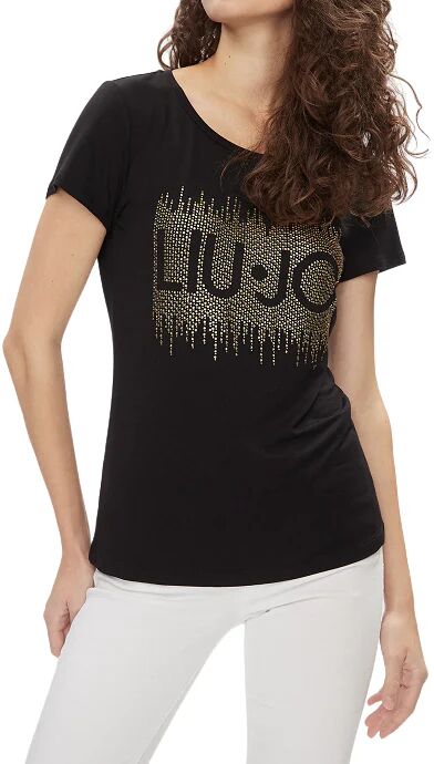 LIU JO T-Shirt Donna Art Va4154 Js360 NERO/STRASS BICOLOR