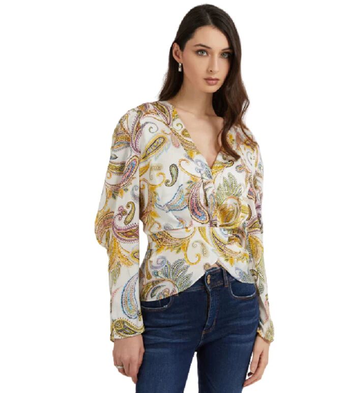 Guess Blusa Da Donna Art. W3rh62 Wedu2 P-E 23 Colore E Misura A Scelta MACAROON PAISLEY PRI