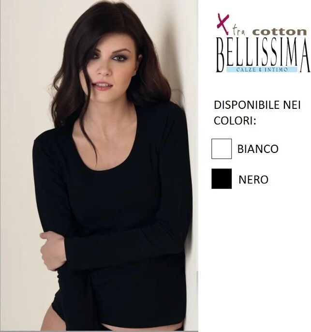 BELLISSIMA Maglia Scollo Americano Donna In Cotone Art. C06 Col. E Mis. A Scelta NERO M-L