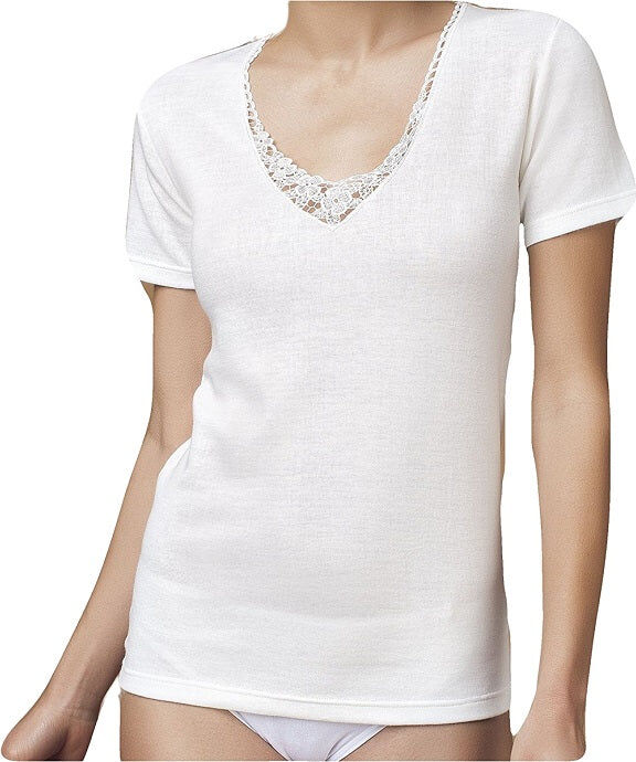 NOTTINGHAM T-Shirt Donna In Lana Cotone Art. Tm18w Col. E Mis. A Scelta BIANCO 5