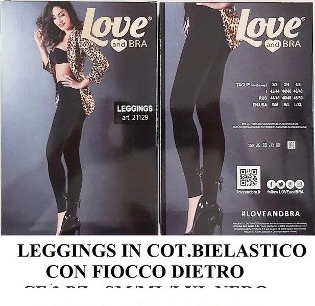 LOVE AND BRA Leggings Art 21129 Colore Nero Misura A Scelta NERO M L