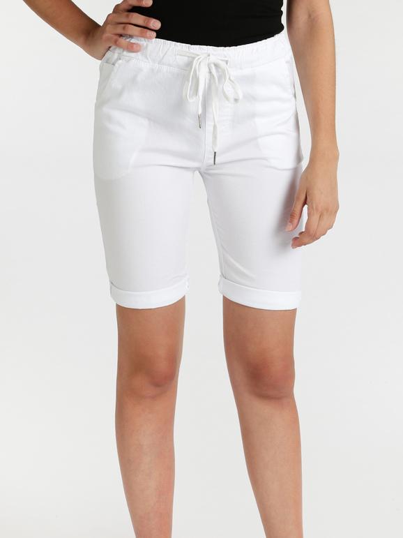 Solada Bermuda in cotone con coulisse Shorts donna Bianco taglia M
