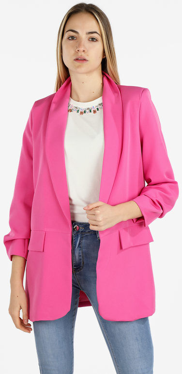 Vanita Blazer donna aperto con maniche arricciate Blazer donna Fucsia taglia Unica