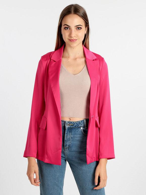 Solada Blazer donna effetto raso Blazer donna Fucsia taglia Unica