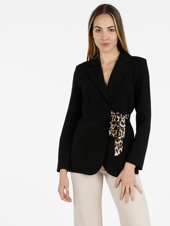 Melitea Blazer donna elegante con laccetti maculati Blazer donna Nero taglia L