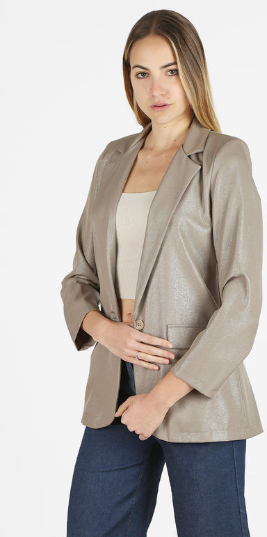 Melitea Blazer donna oversize monobottone Blazer donna Beige taglia Unica