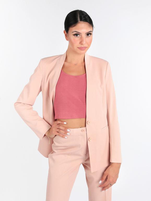 Radaus Blazer donna scollo alla coreana Blazer donna Rosa taglia 52