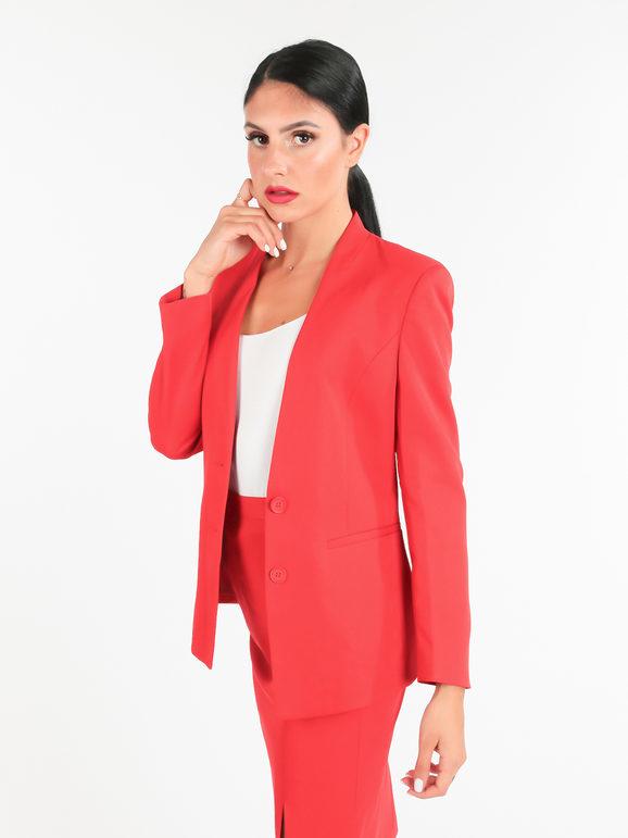 Radaus Blazer donna scollo alla coreana Blazer donna Rosso taglia 58