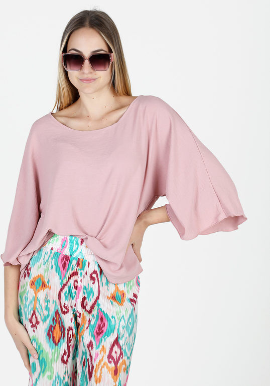 hdl milano Blusa donna con maniche a campana Bluse donna Rosa taglia Unica