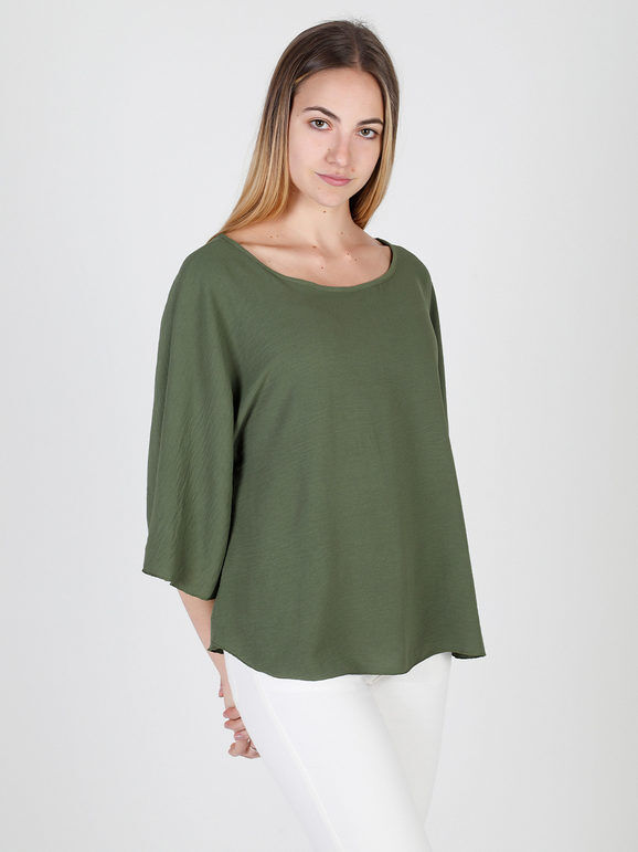 hdl milano Blusa donna con maniche a campana Bluse donna Verde taglia Unica