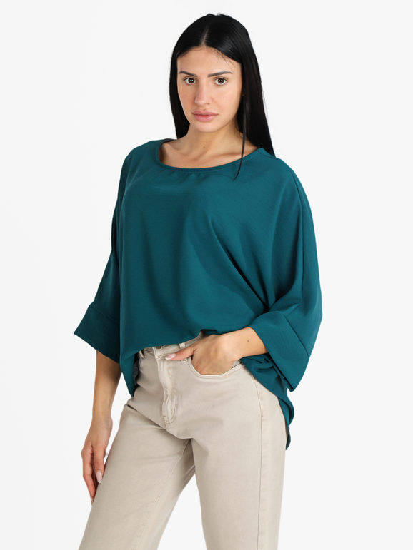 unique Blusa donna con maniche a pipistrello Bluse donna Verde taglia Unica