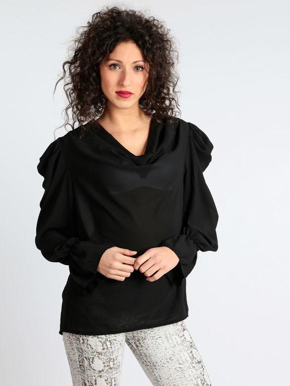 Solada Blusa donna con maniche a sbuffo Bluse donna Nero taglia Unica