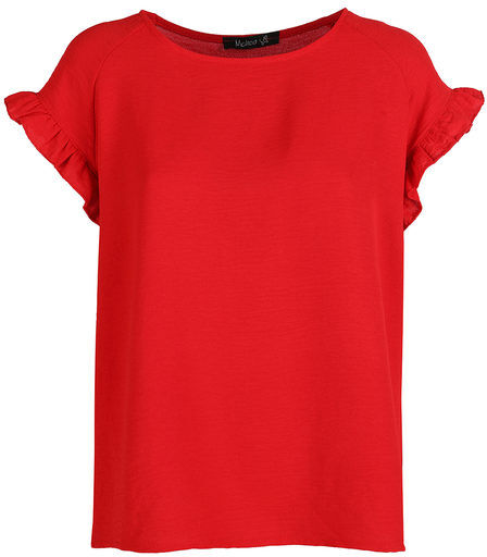 Melitea Blusa donna con maniche corte a volant Bluse donna Rosso taglia Unica