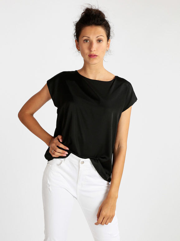 Coolples Blusa donna effetto raso Bluse donna Nero taglia Unica