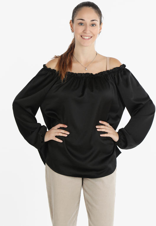 Rlinea Blusa donna effetto raso Bluse donna Nero taglia Unica