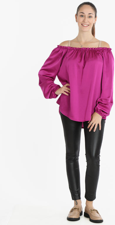 Rlinea Blusa donna effetto raso Bluse donna Fucsia taglia Unica