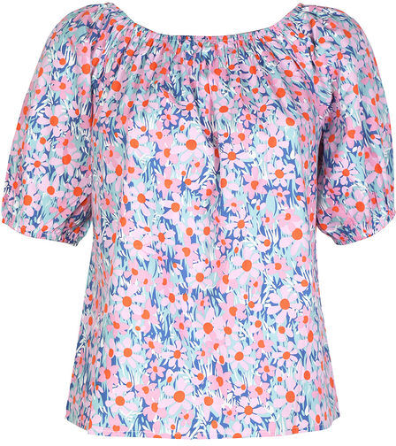 Sweet Blusa donna in cotone a fiori manica corta Bluse donna Rosa taglia L/XL