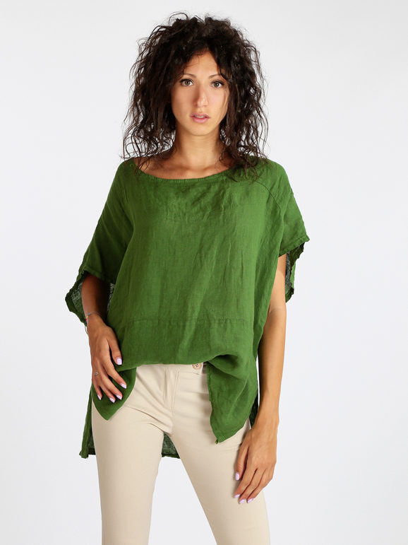 Daystar Blusa donna in lino con maniche a pipistrello Bluse donna Verde taglia Unica