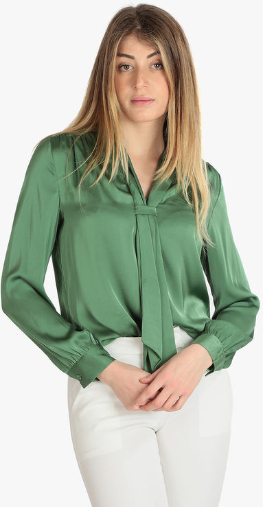 Sweet Blusa donna in raso con cravatta Bluse donna Verde taglia M