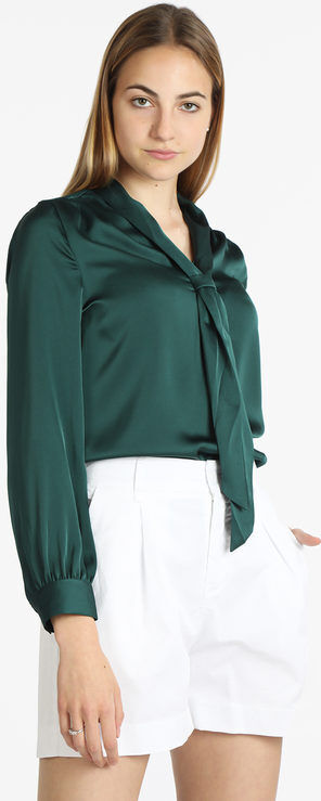 Sweet Blusa donna in raso con cravatta Bluse donna Verde taglia S