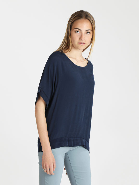 Daystar Blusa donna manica corta in viscosa Bluse donna Blu taglia Unica