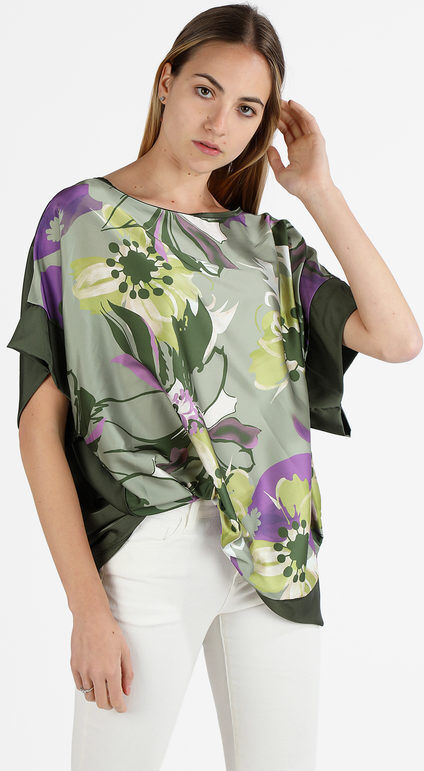 caspiche Blusa donna oversize a maniche corte Bluse donna Verde taglia Unica