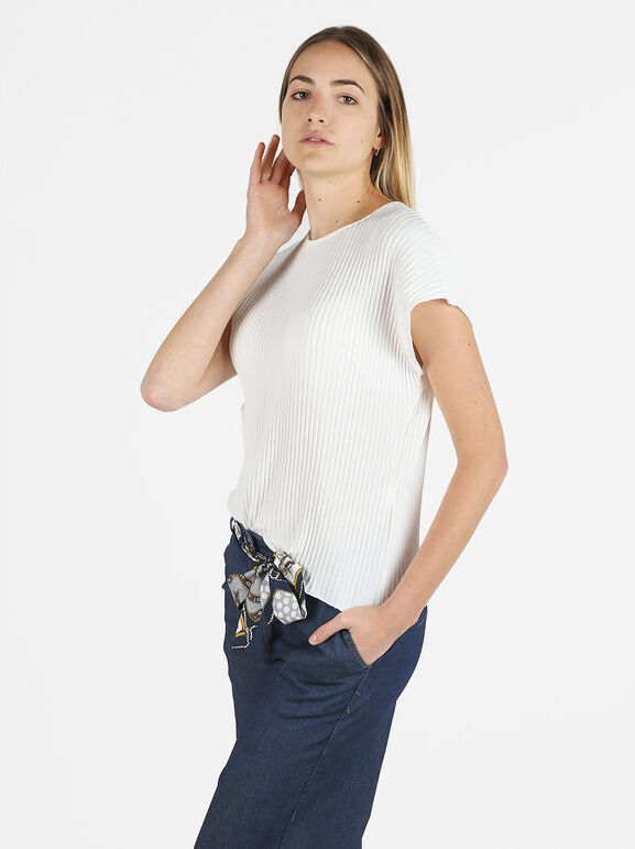 floria Blusa donna plissettata senza maniche Bluse donna Bianco taglia Unica