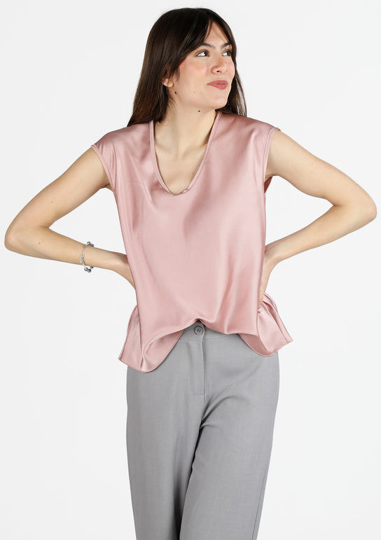 hdl milano Blusa donna senza maniche con scollo a V Bluse donna Rosa taglia Unica