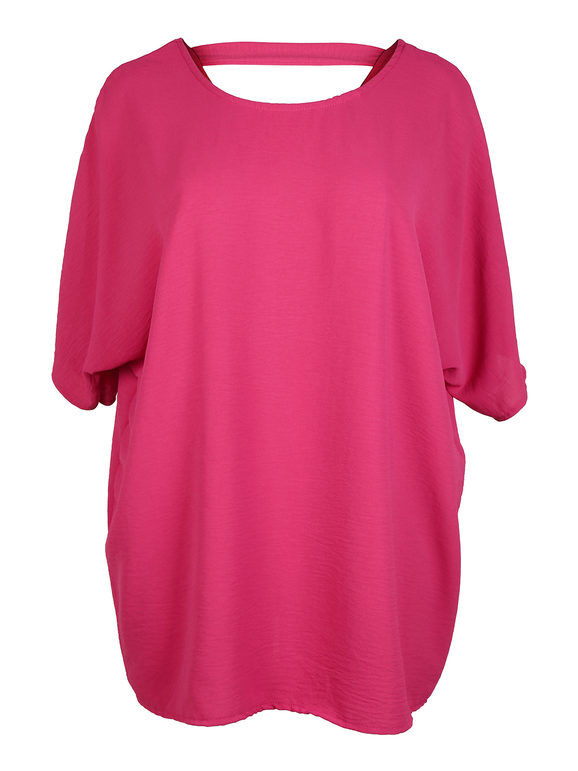 Solada Blusa donna taglie comode manica corta Taglie Forti donna Fucsia taglia Unica