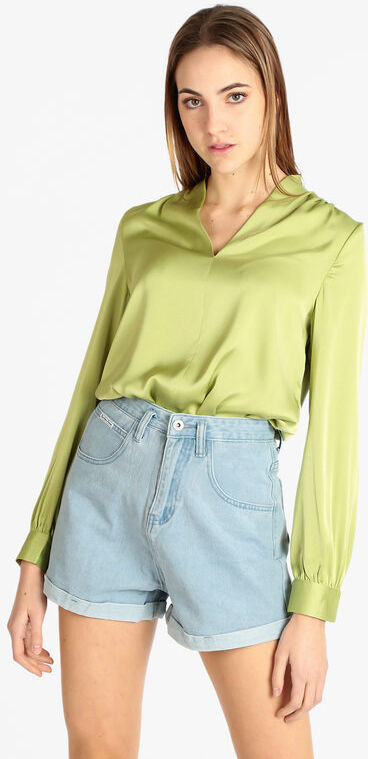 Sweet Blusa elegante donna in raso Bluse donna Verde taglia XL