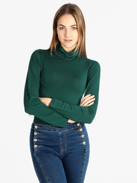 Daystar Body dolcevita manica lunga T-Shirt Manica Lunga donna Verde taglia Unica