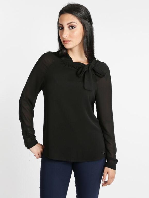 Kisha Camicetta con maniche velate Bluse donna Nero taglia XL