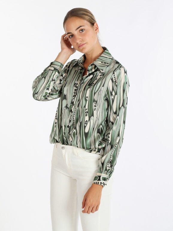 Sweet Camicia classica donna con stampa Camicie Classiche donna Verde taglia XL