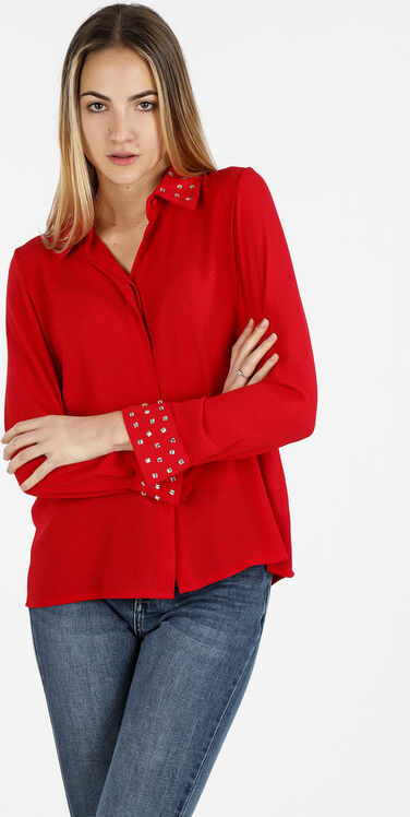 Daystar Camicia donna con strass su colletto e polsini Camicie Classiche donna Rosso taglia Unica