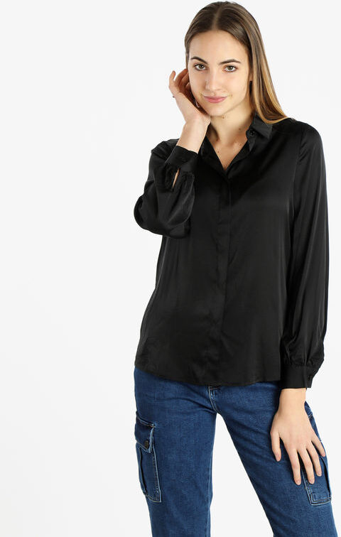 Sweet Camicia donna effetto raso Camicie Classiche donna Nero taglia XL