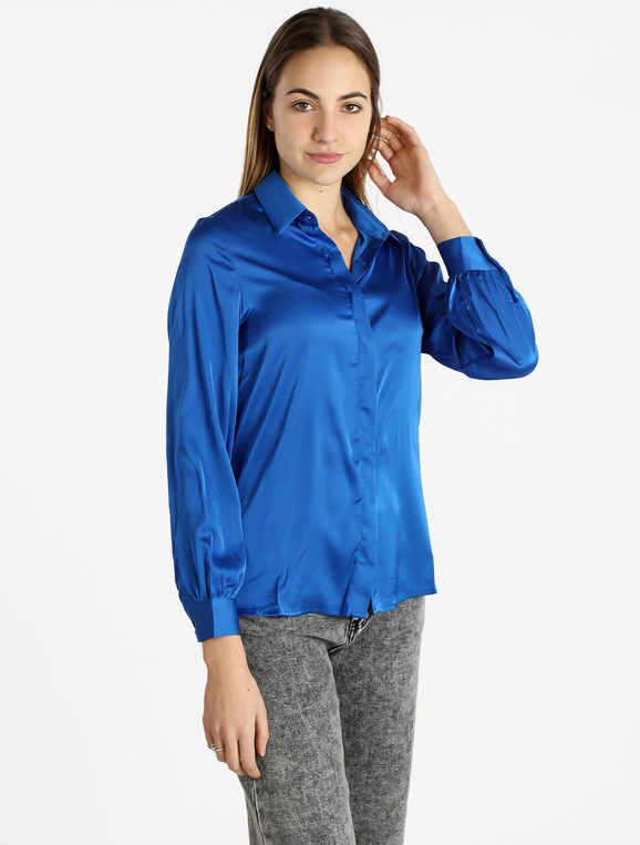 Sweet Camicia donna in raso con colletto Camicie Classiche donna Blu taglia M