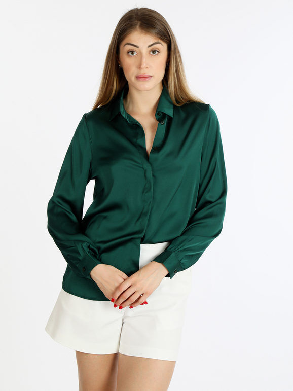 Sweet Camicia donna in raso Camicie donna Verde taglia M