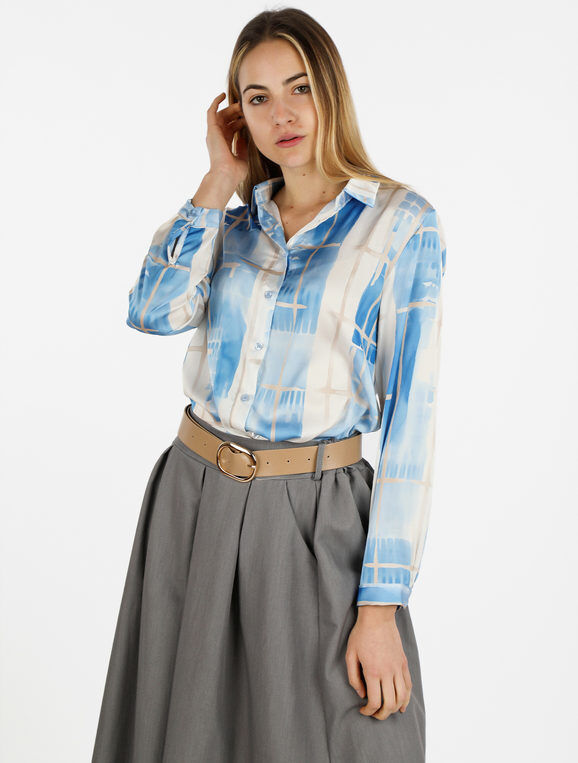 caspiche Camicia donna leggera a maniche lunghe Camicie Classiche donna Blu taglia Unica