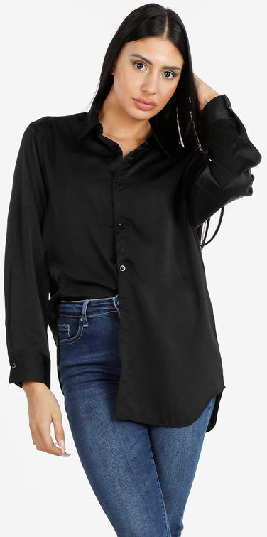 Cosmoda Camicia donna maniche lunghe effetto seta Camicie Classiche donna Nero taglia M