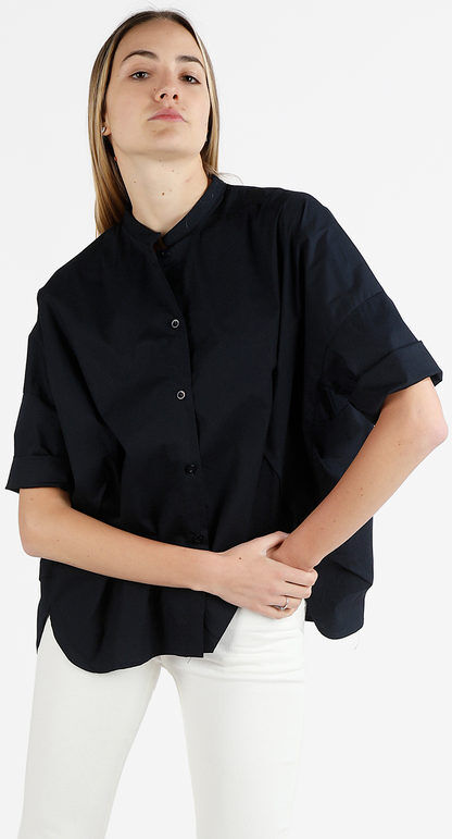 Wendy Trendy Camicia donna oversize con colletto alla coreana Camicie donna Blu taglia Unica