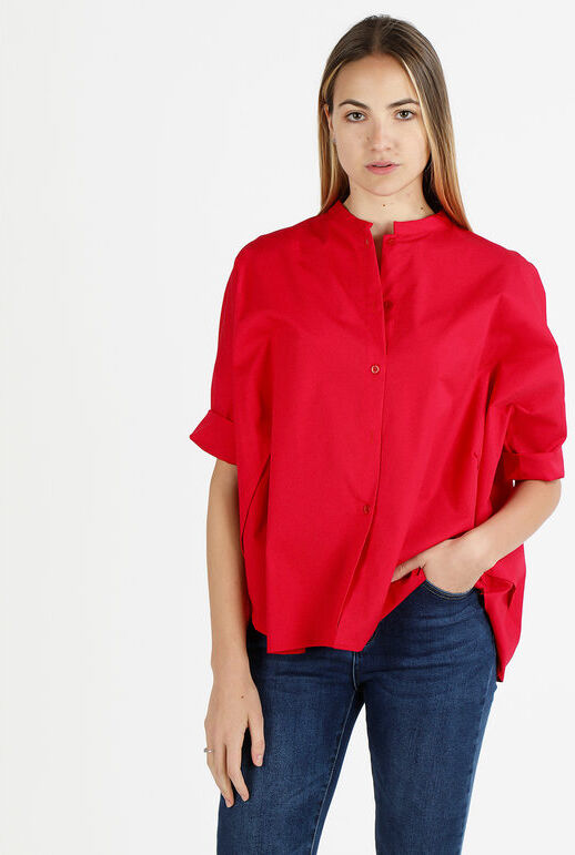 Wendy Trendy Camicia donna oversize con colletto alla coreana Camicie donna Rosso taglia Unica