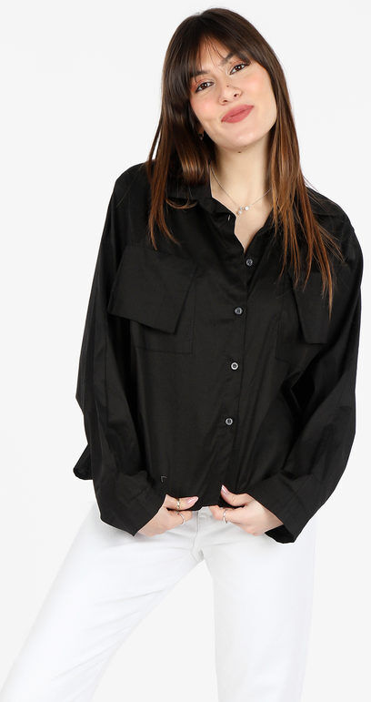 Solada Camicia donna oversize in cotone con tasche Camicie Classiche donna Nero taglia Unica