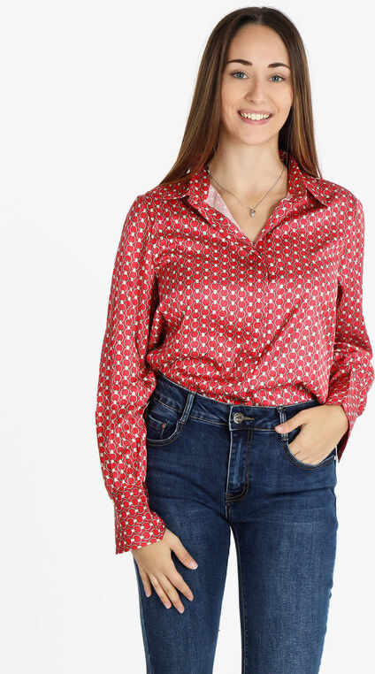 Sweet Camicia effetto raso con stampa da donna Camicie Classiche donna Rosso taglia XL